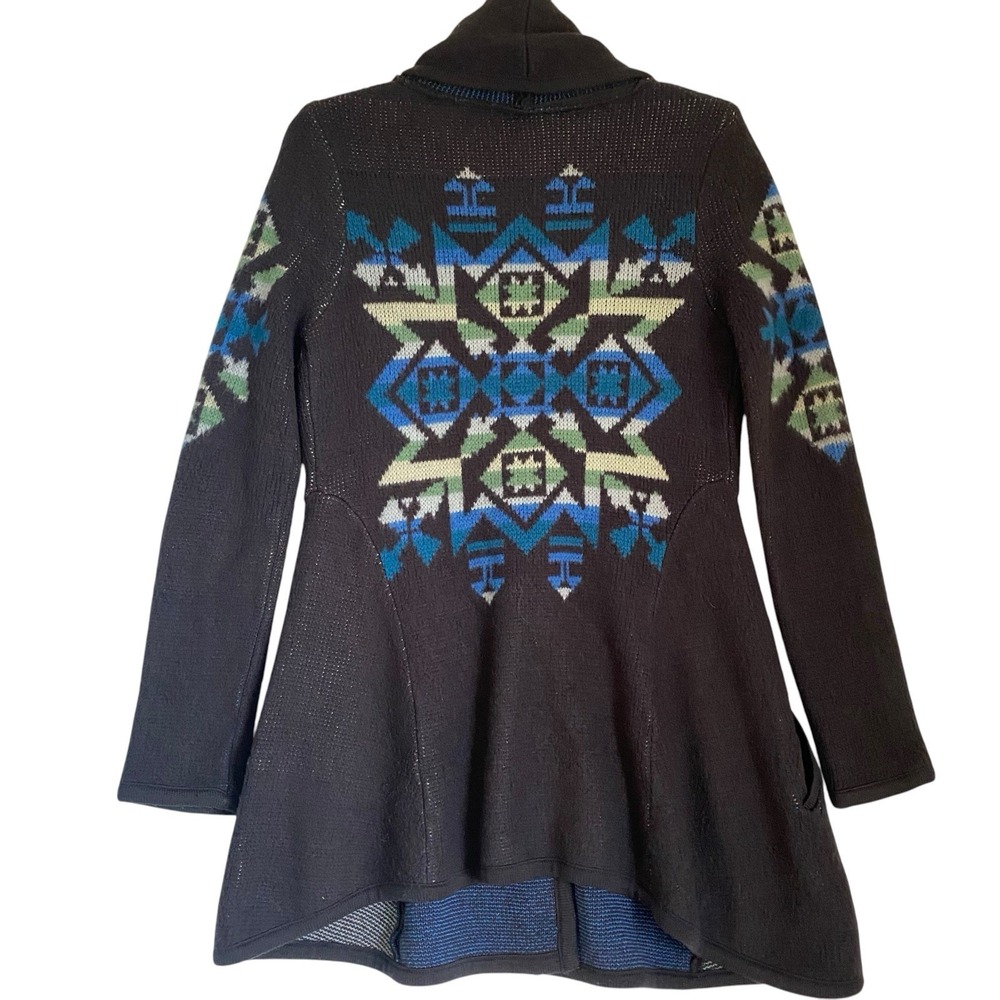 Free People Cardigan Size S Aztec Geometric Wool Boho Southwestern Coatigan - Picture 2 of 10